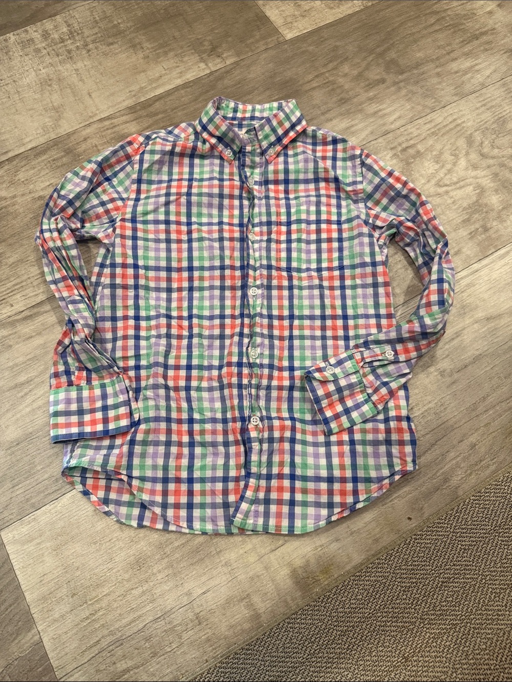 Crewcuts Plaid Button-Down Shirt in Red, Blue, Green